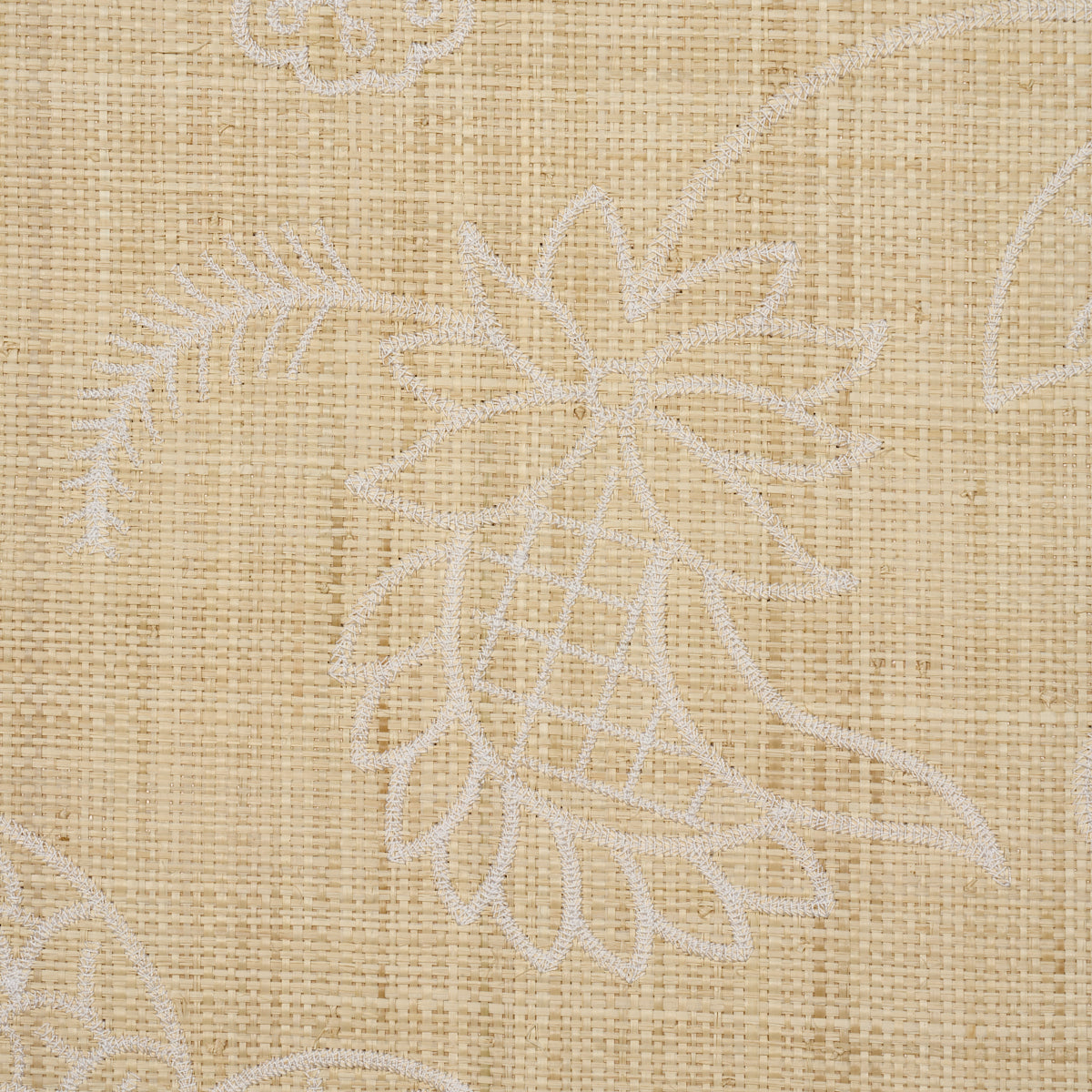 Sconset Embroidered Raffia Wallpaper in natural color - pattern number 5016430 - by Schumacher in the Novelty and Textured Wallcovering collection