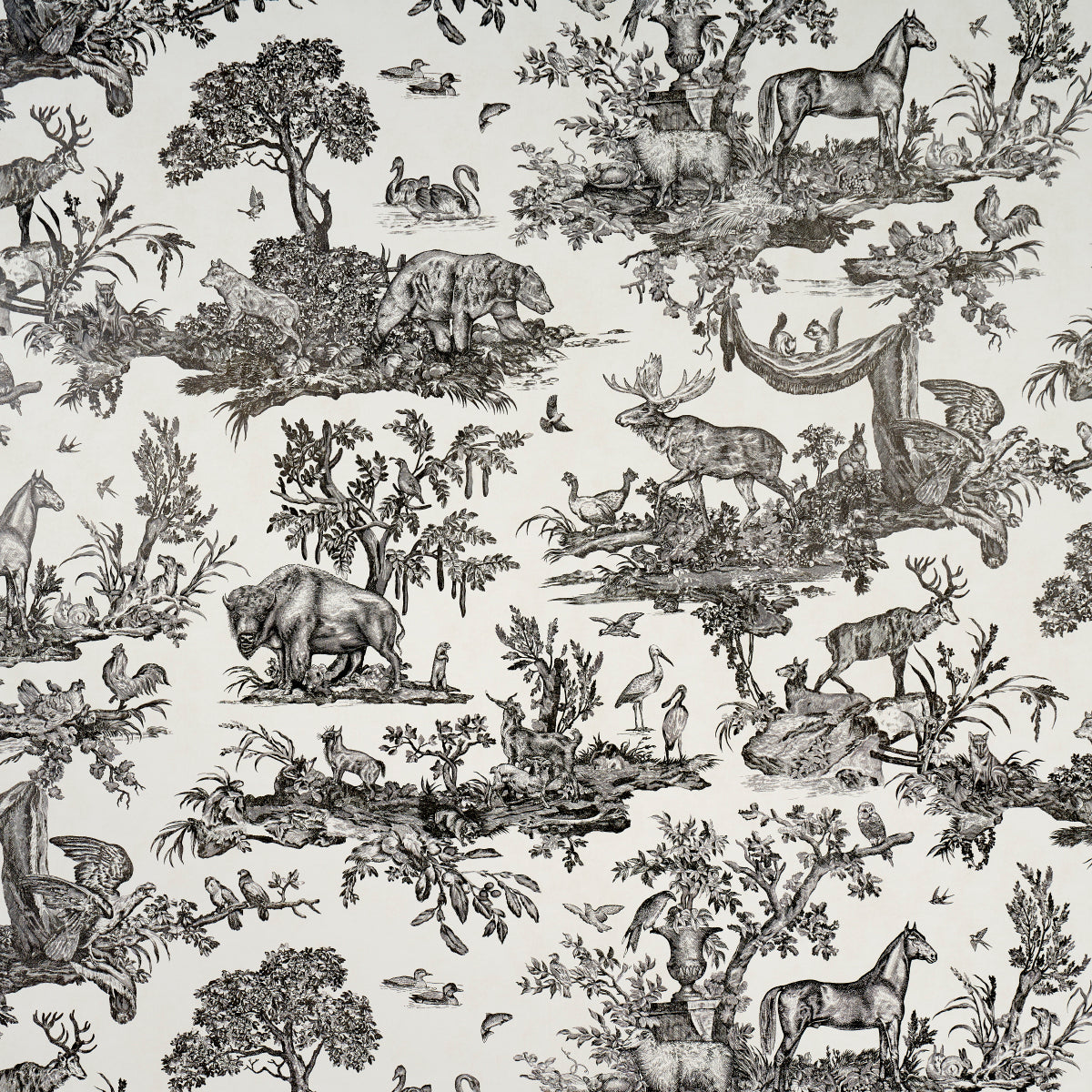 Western Toile fabric in carbon color - pattern number 5016440 - by Schumacher in the A Country Life collection