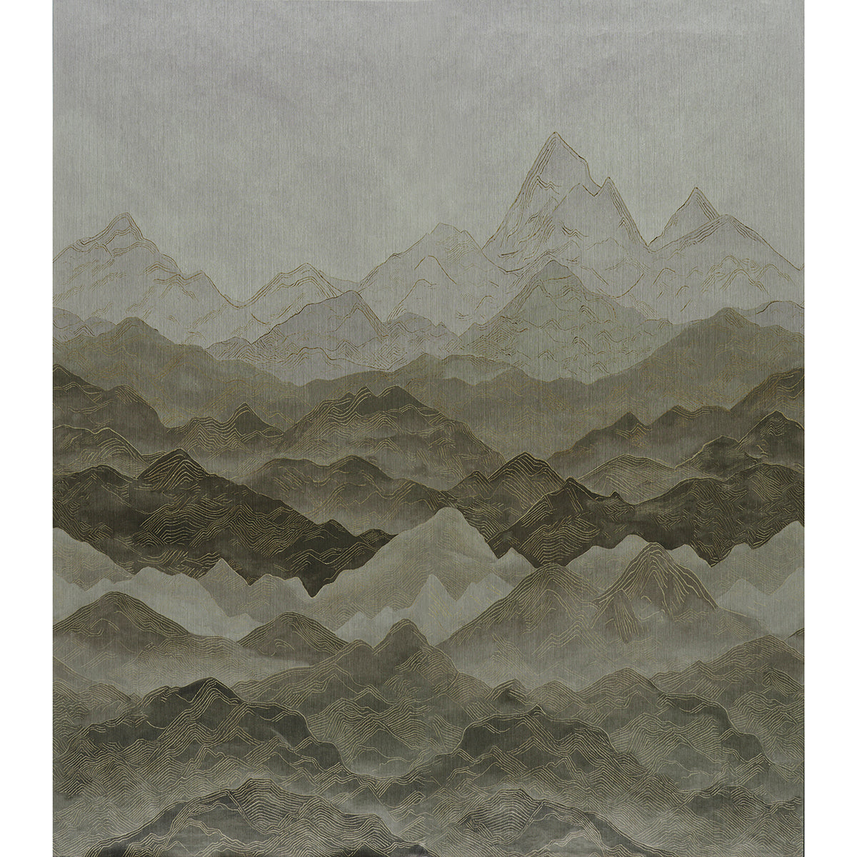 Atmospheric Landscape Panel Set wallpaper in misty mountains color - pattern number 5016530 - by Schumacher in the Textured and Woven Wallcoverings collection