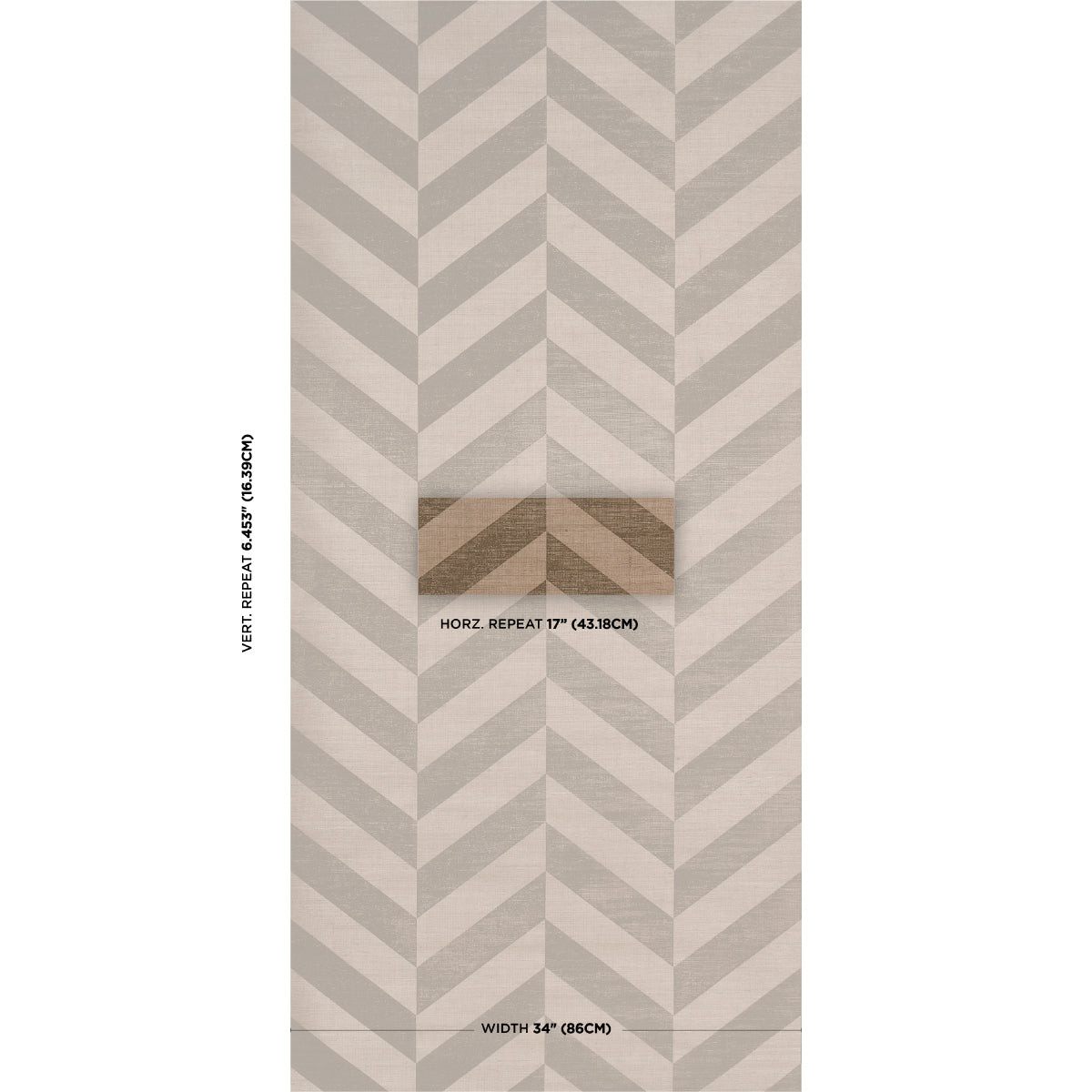 Staggered Chevron Sisal Wallpaper in brown color - pattern number 5016561 - by Schumacher in the Perennial Favorites collection