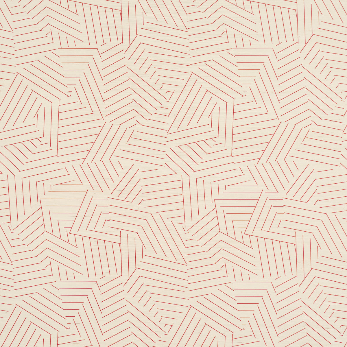 Deconstructed Stripe Sisal wallpaper in red color - pattern number 5016582 - by Schumacher in the Textured and Woven Wallcoverings collection