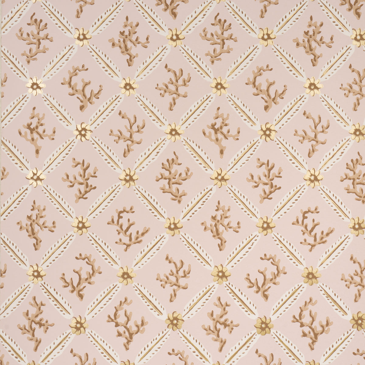 Corail Leaf Trellis wallpaper in blush color - pattern number 5016642 - by Schumacher in the Timothy Corrigan collection