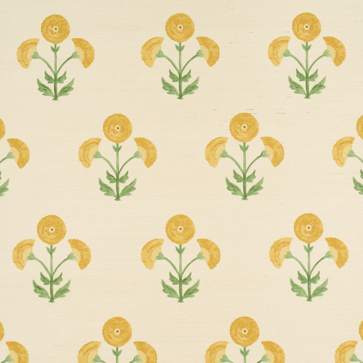Saranda Flower Sisal wallpaper in marigold color - pattern number 5016670 - by Schumacher in the Perennial Favorites collection