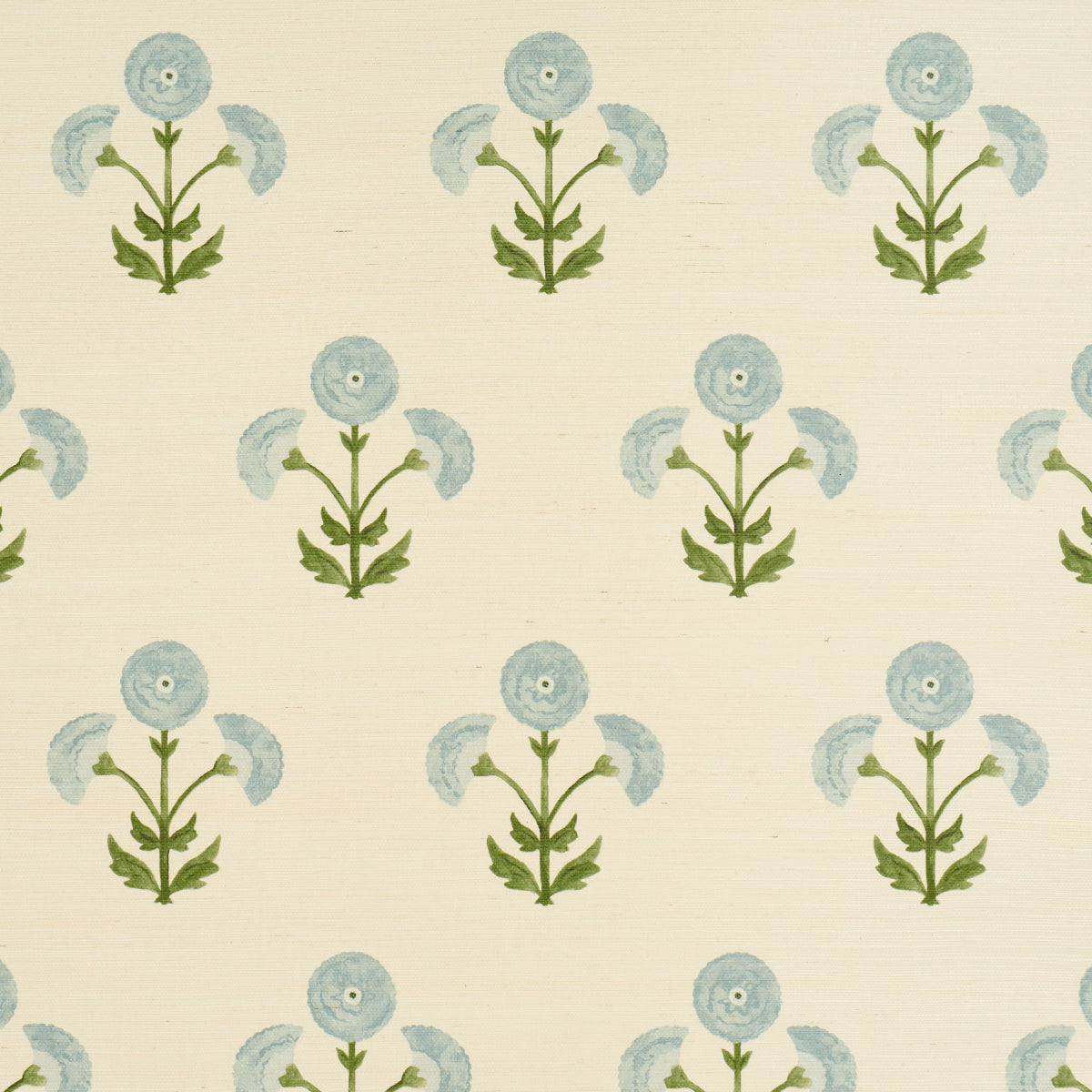 Saranda Flower Sisal wallpaper in sky color - pattern number 5016671 - by Schumacher in the Perennial Favorites collection