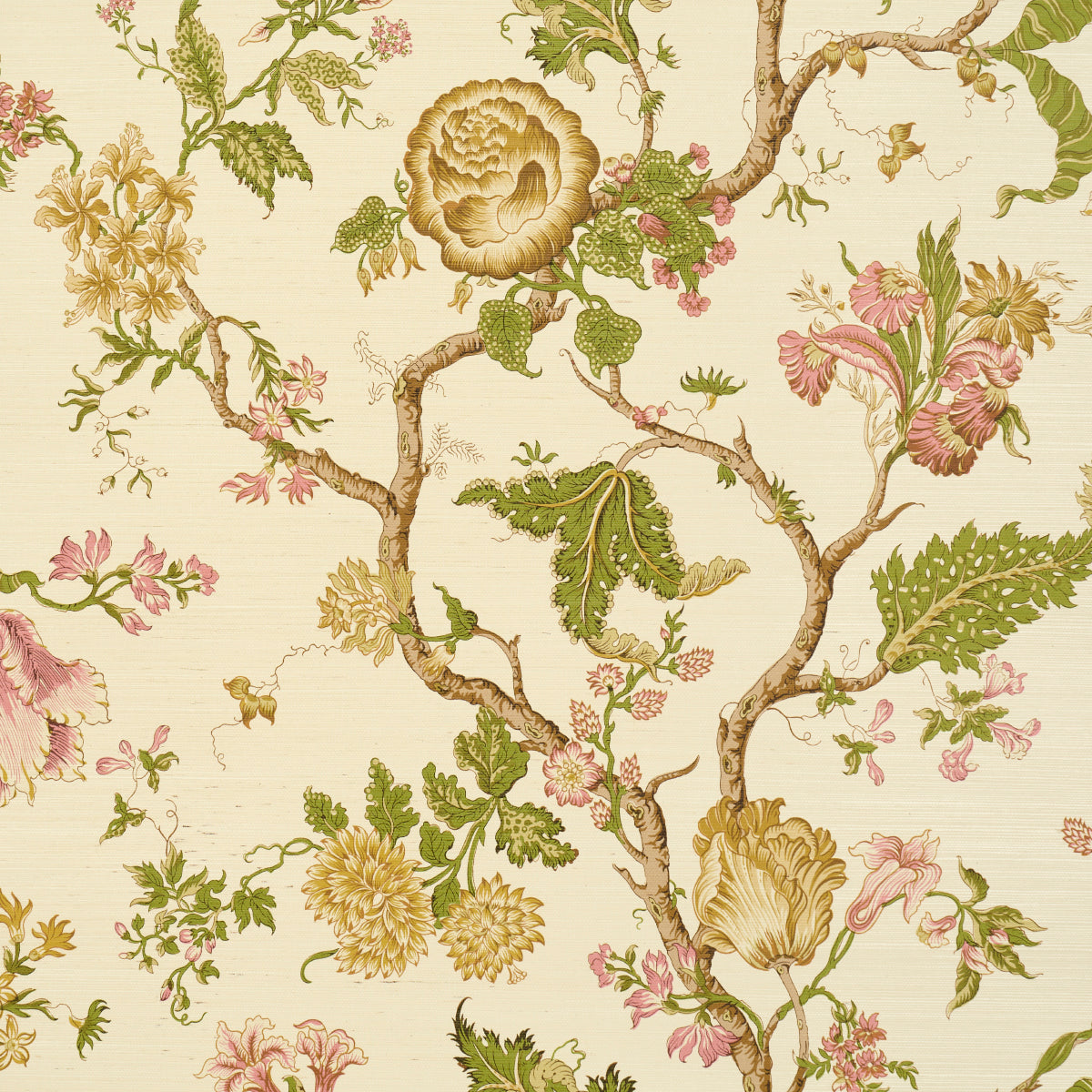 Josephine Sisal wallpaper in citron color - pattern number 5016681 - by Schumacher in the Perennial Favorites collection