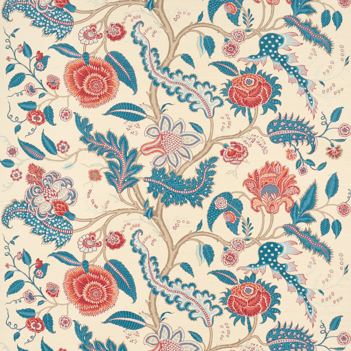 Sinhala Sisal wallpaper in rouge and indigo color - pattern number 5016691 - by Schumacher in the Perennial Favorites collection