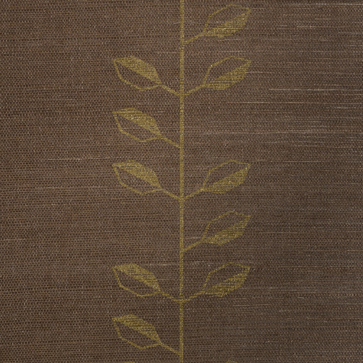 Geo Leaf Sisal Wallpaper in metallic gold and sepia color - pattern number 5016701 - by Schumacher in the Perennial Favorites collection