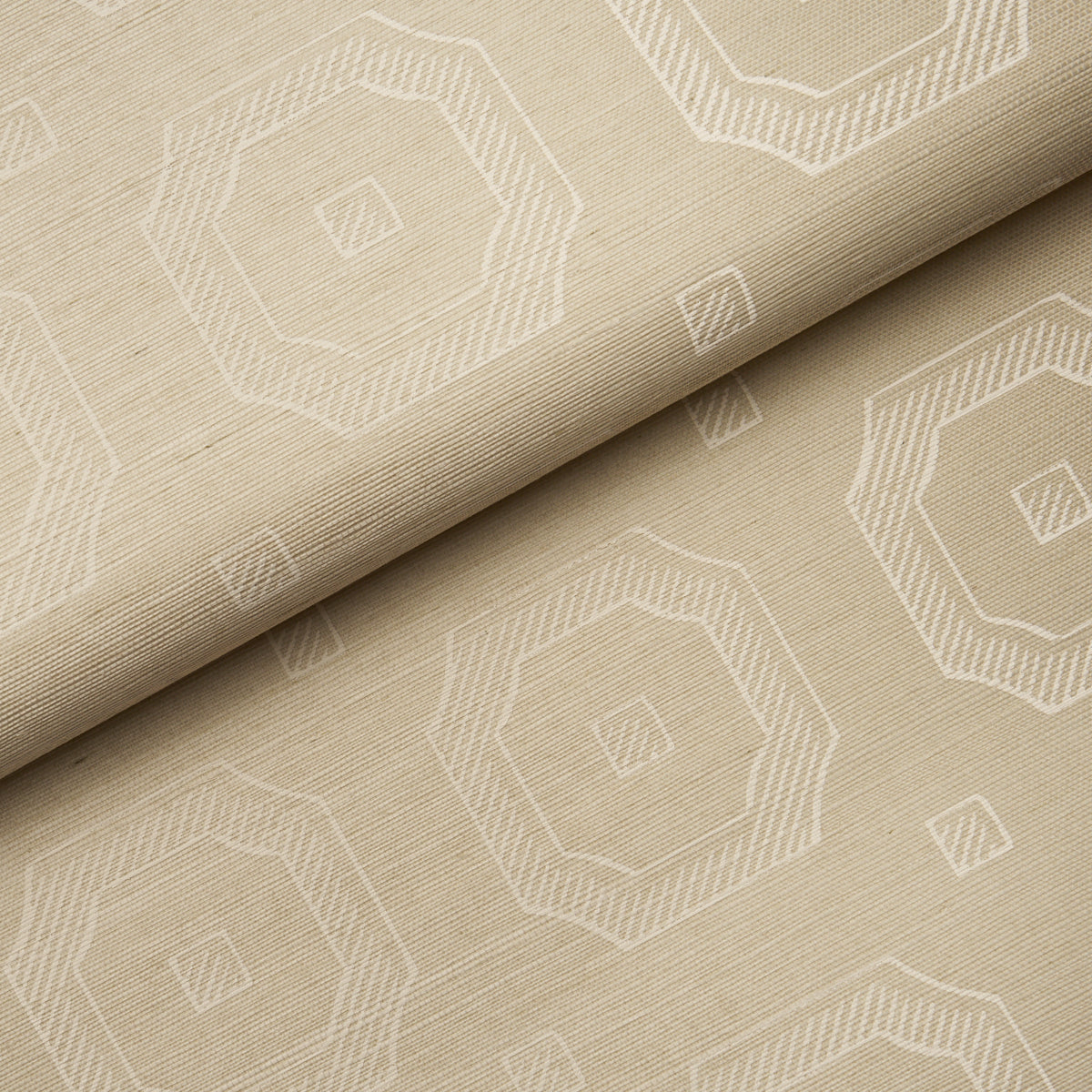 Beveled Frame Sisal wallpaper in oyster color - pattern number 5016731 - by Schumacher in the Textured and Woven Wallcoverings collection