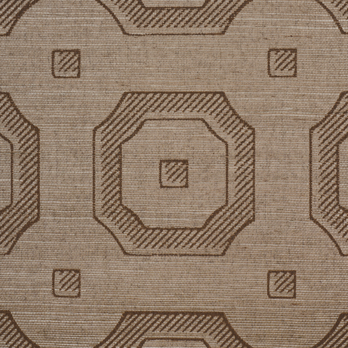Beveled Frame Sisal Wallpaper in sepia color - pattern number 5016732 - by Schumacher in the Perennial Favorites collection
