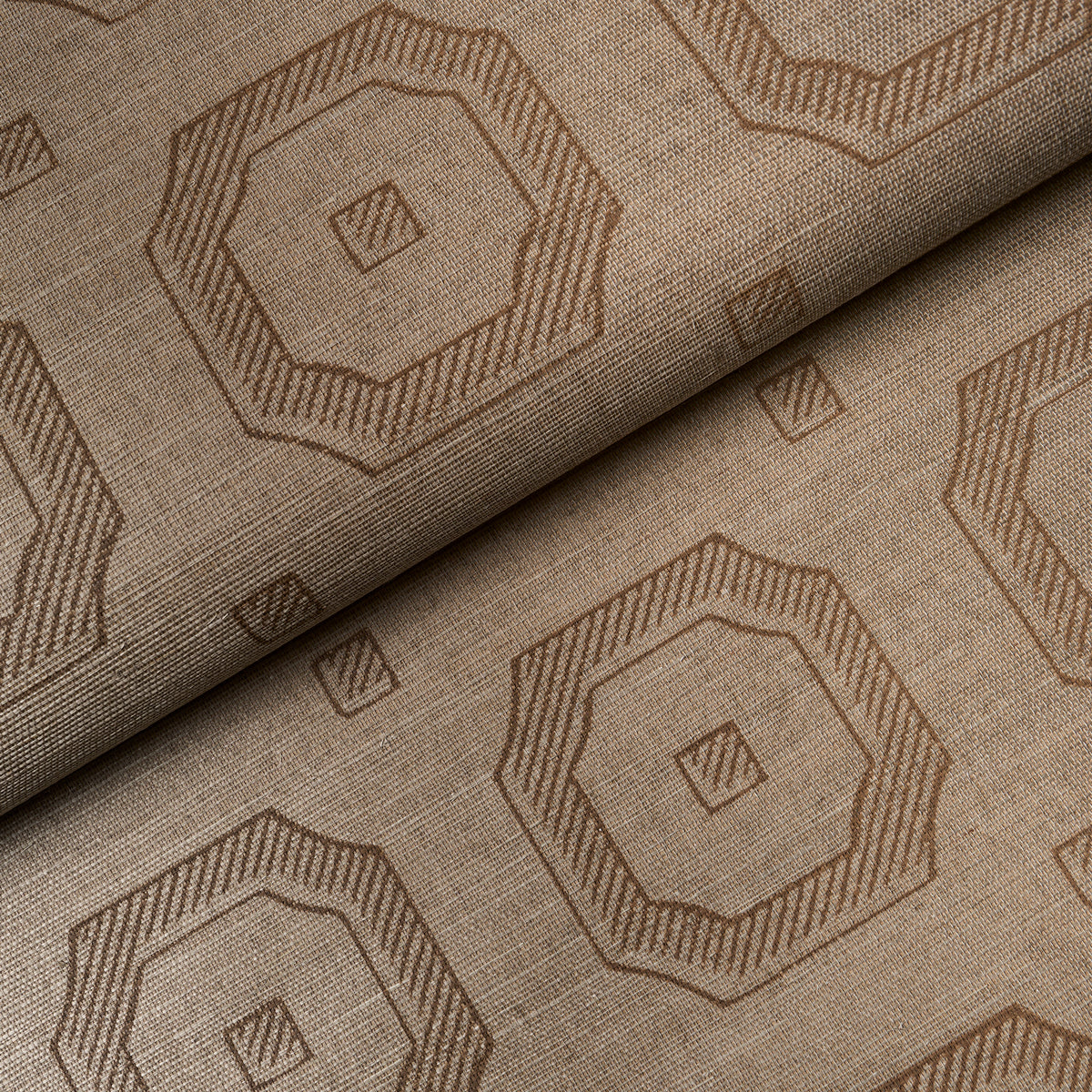 Beveled Frame Sisal Wallpaper in sepia color - pattern number 5016732 - by Schumacher in the Perennial Favorites collection