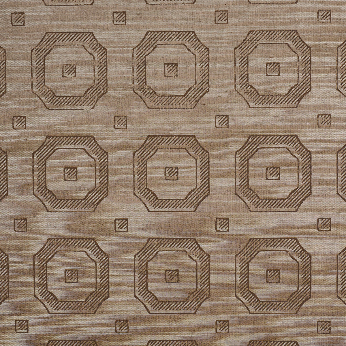 Beveled Frame Sisal Wallpaper in sepia color - pattern number 5016732 - by Schumacher in the Perennial Favorites collection