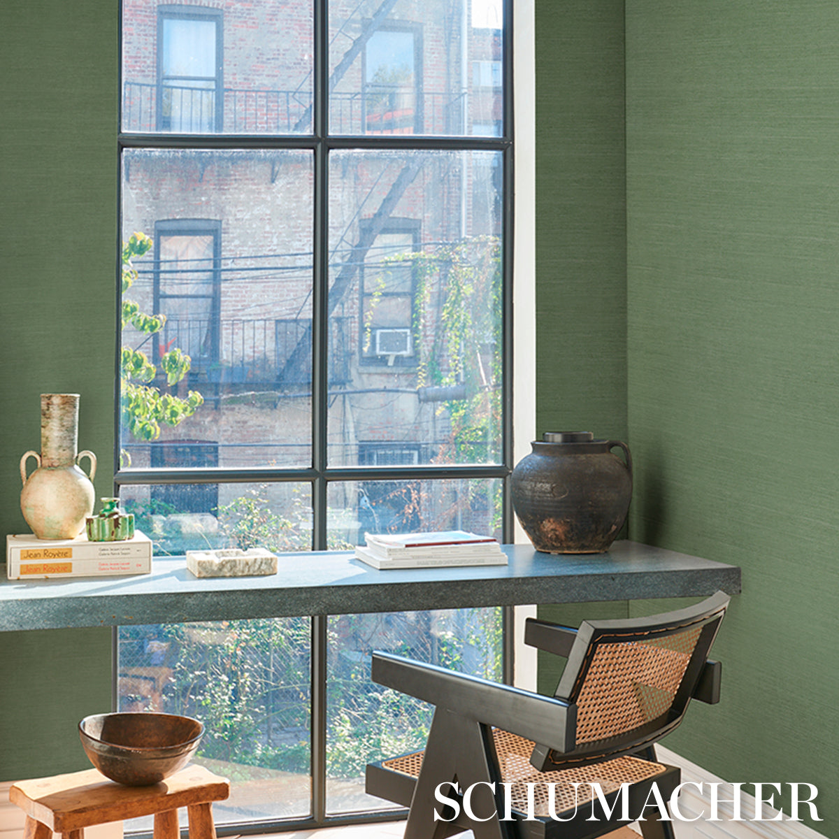 Haruki Sisal Wallpaper in drive thru safari color - pattern number 5016854 - by Schumacher in the Backdrop I collection