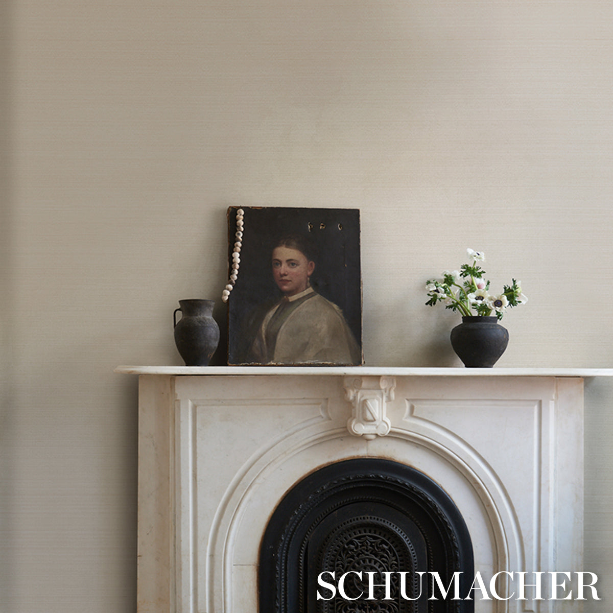 Musa Abaca Wallpaper in ivory color - pattern number 5016870 - by Schumacher in the Patterson Flynn collection