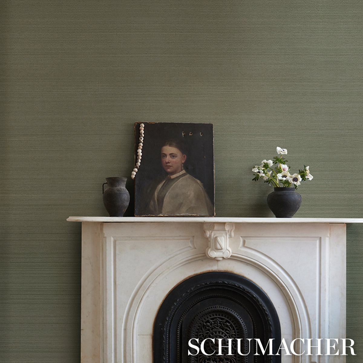 Musa Abaca Wallpaper in eucalyptus color - pattern number 5016876 - by Schumacher in the Patterson Flynn collection