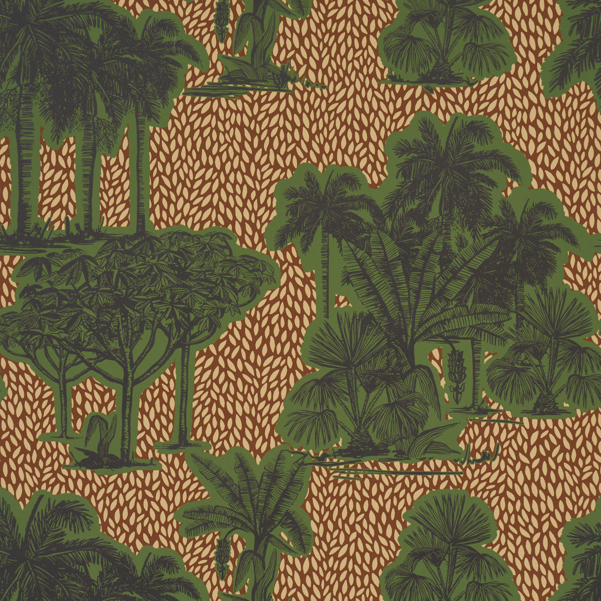 Tropical Safari Print wallpaper in orinoco verdant oasis color - pattern number 5016920 - by Schumacher in the Johanna Ortiz collection