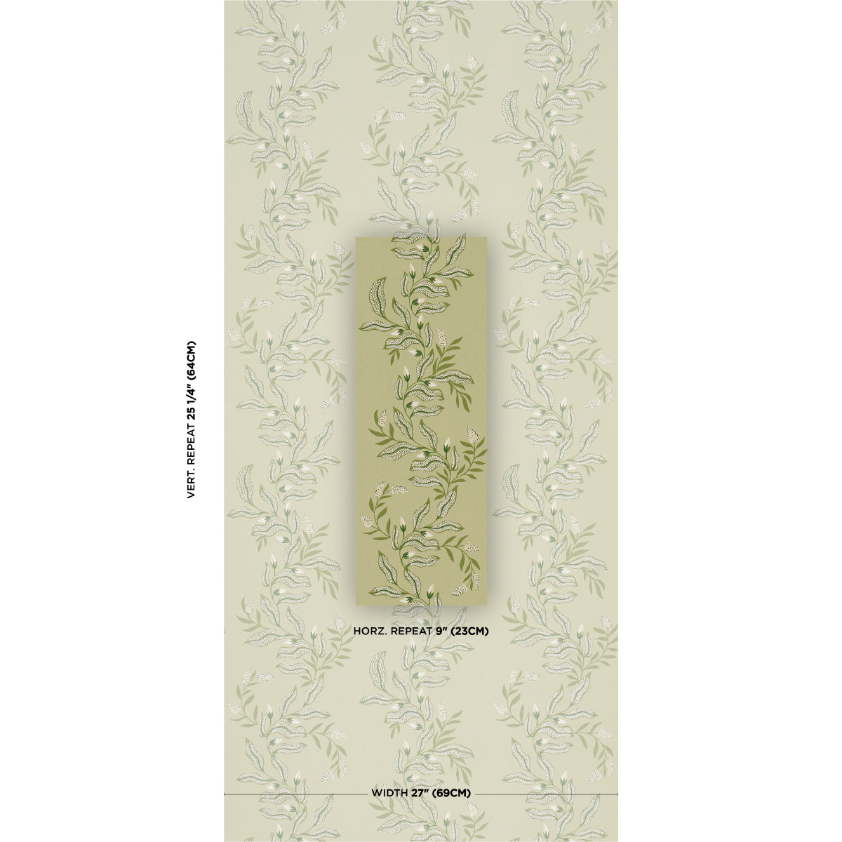 Vagary Vines Wallpaper in honeydew color - pattern number 5016970 - by Schumacher in the Laura Gonzalez collection