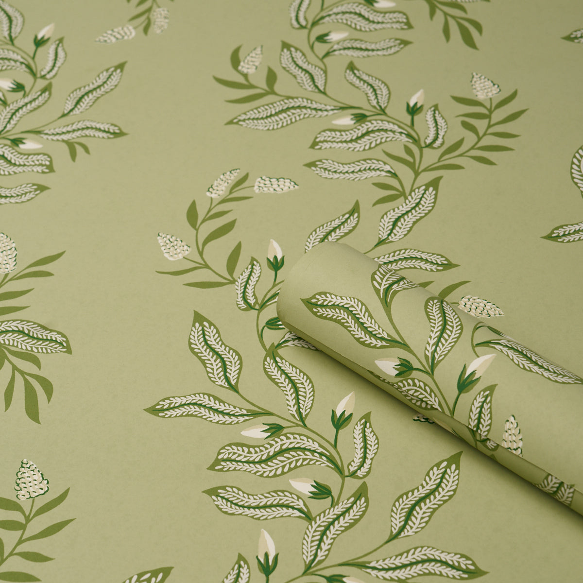 Vagary Vines Wallpaper in honeydew color - pattern number 5016970 - by Schumacher in the Laura Gonzalez collection