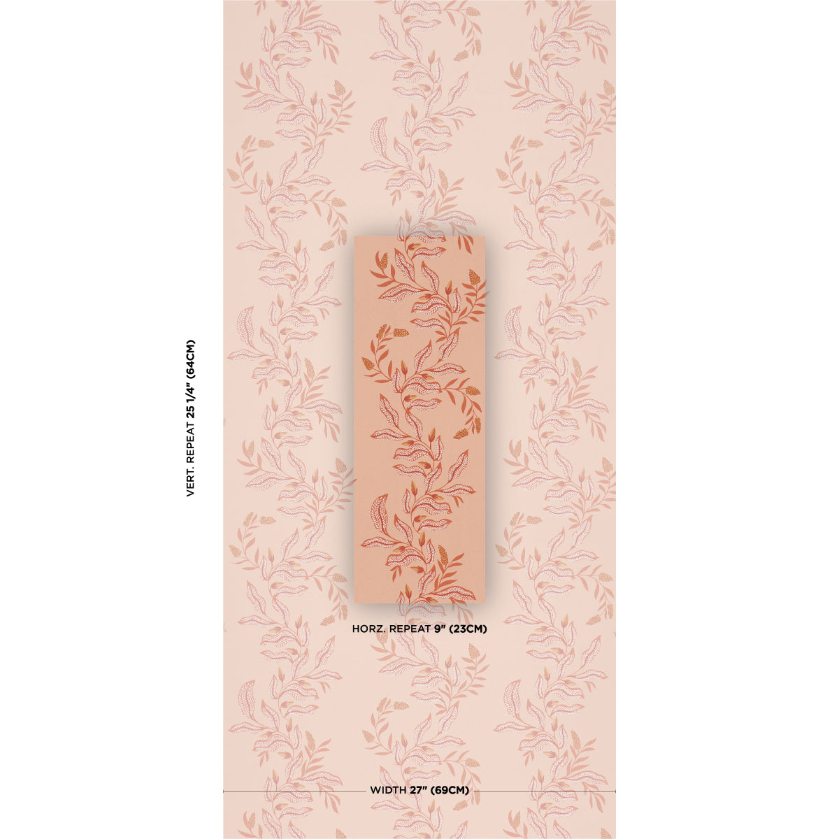 Vagary Vines Wallpaper in papaya color - pattern number 5016971 - by Schumacher in the Laura Gonzalez collection