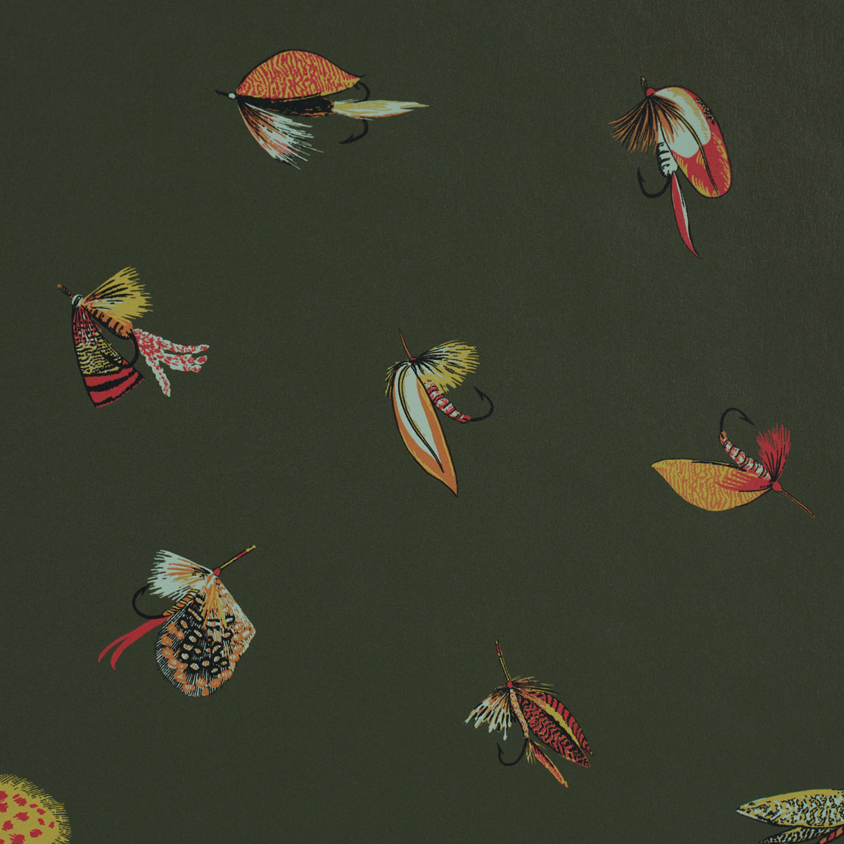 Fly Fishing Wallpaper in forest green color - pattern number 5016991 - by Schumacher in the A Country Life collection