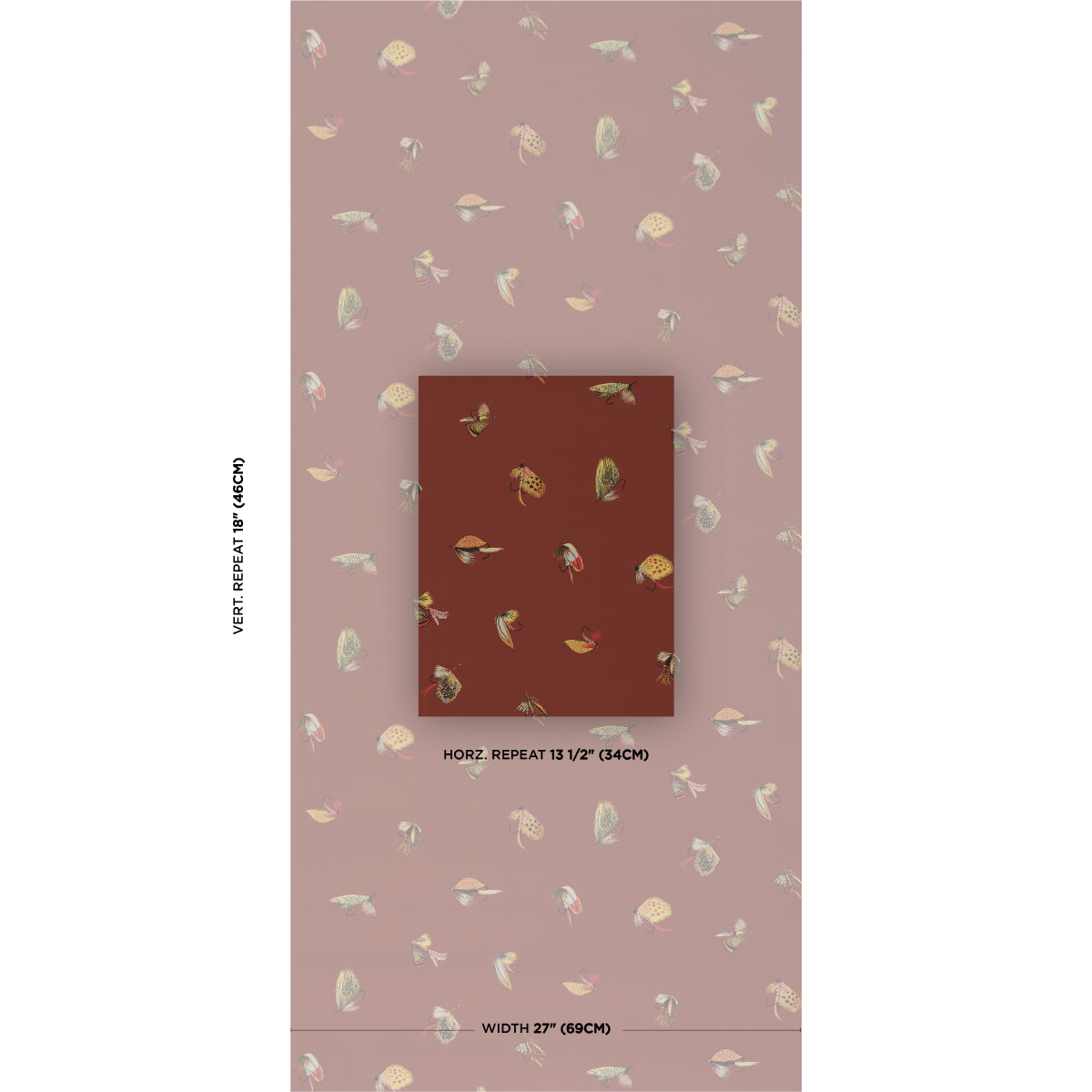 Fly Fishing Wallpaper in russet color - pattern number 5016992 - by Schumacher in the A Country Life collection