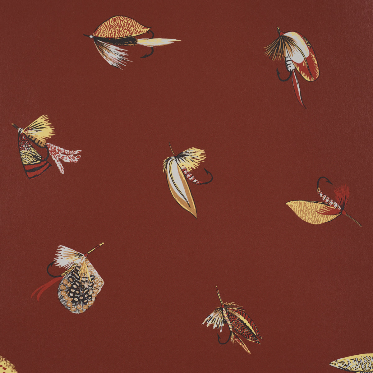 Fly Fishing Wallpaper in russet color - pattern number 5016992 - by Schumacher in the A Country Life collection
