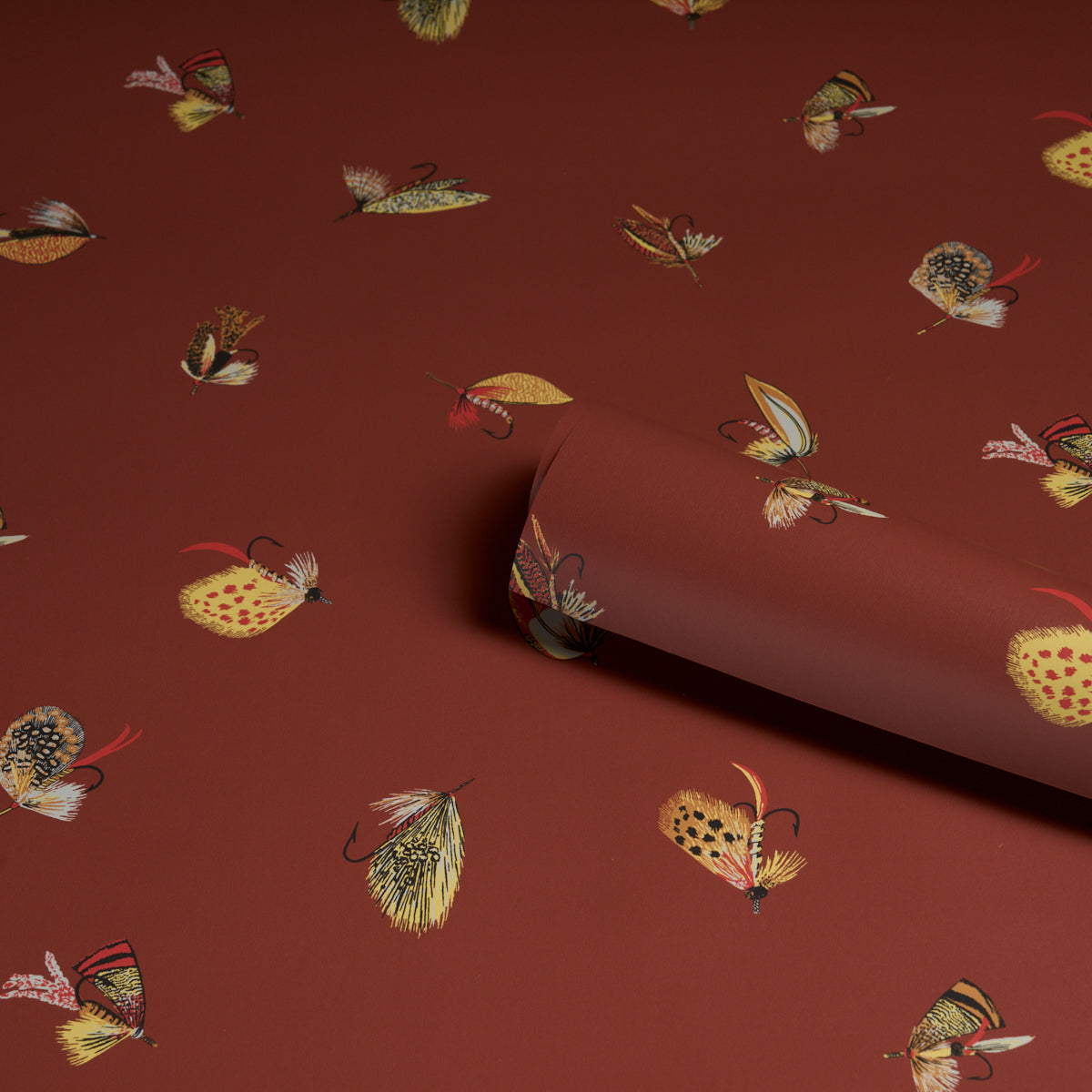 Fly Fishing Wallpaper in russet color - pattern number 5016992 - by Schumacher in the A Country Life collection
