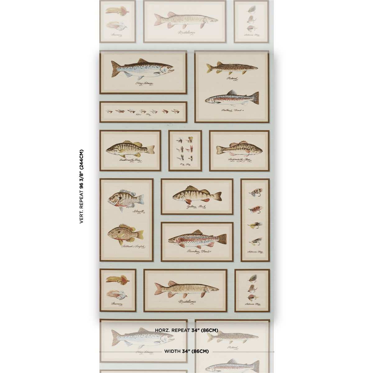 Jamies Trophies Sisal Wallpaper in sky color - pattern number 5017002 - by Schumacher in the A Country Life collection