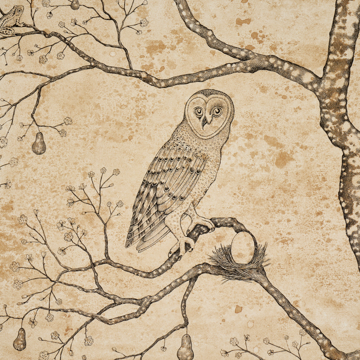L Attesa Nella Notte Wallpaper in parchment color - pattern number 5017090 - by Schumacher in the Luxe Lodge collection