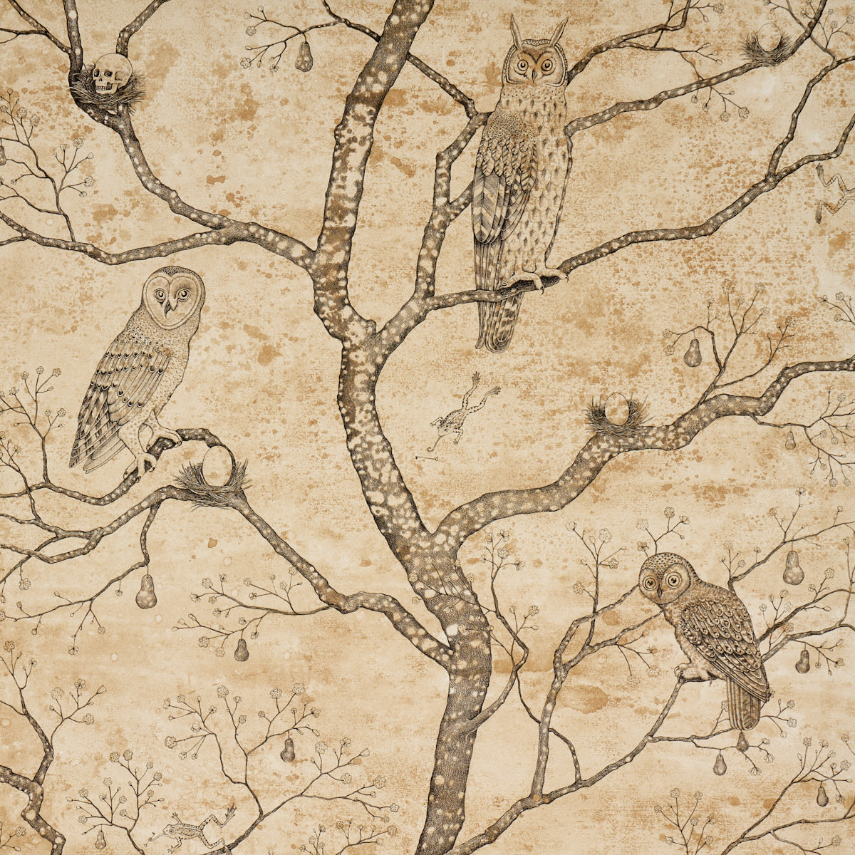 L Attesa Nella Notte Wallpaper in parchment color - pattern number 5017090 - by Schumacher in the Luxe Lodge collection