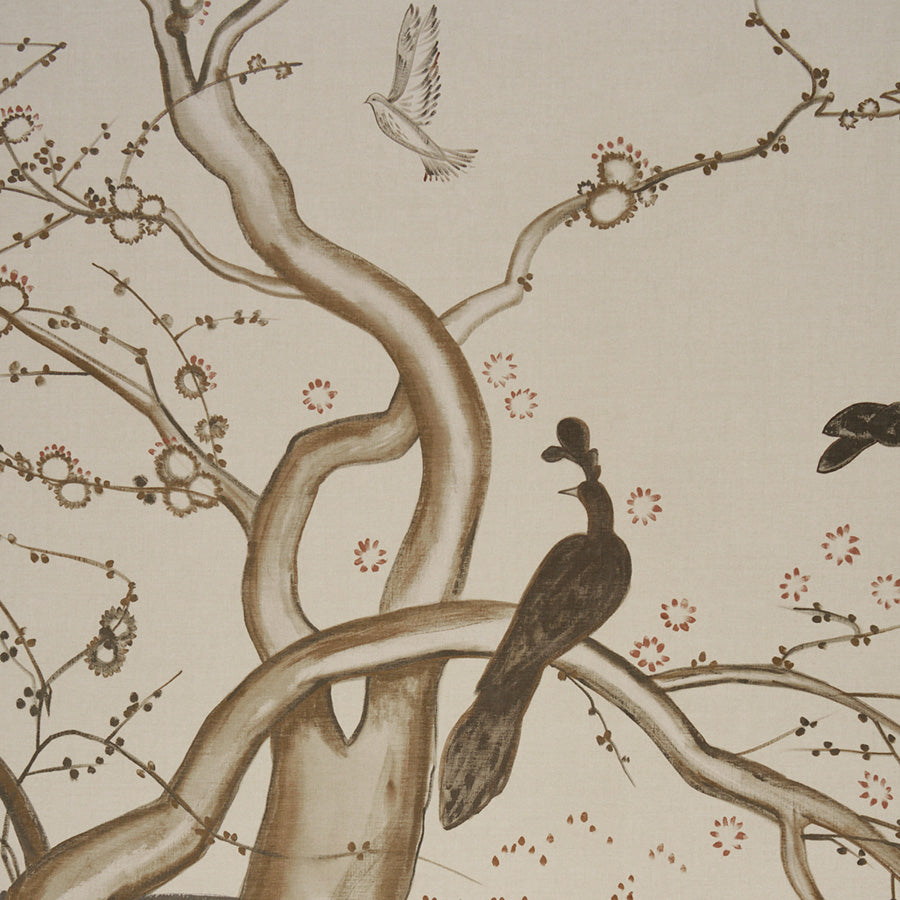 Birdsong 3 Panel Set Wallpaper in carbon color - pattern number 5017110 - by Schumacher in the Colette Cosentino collection