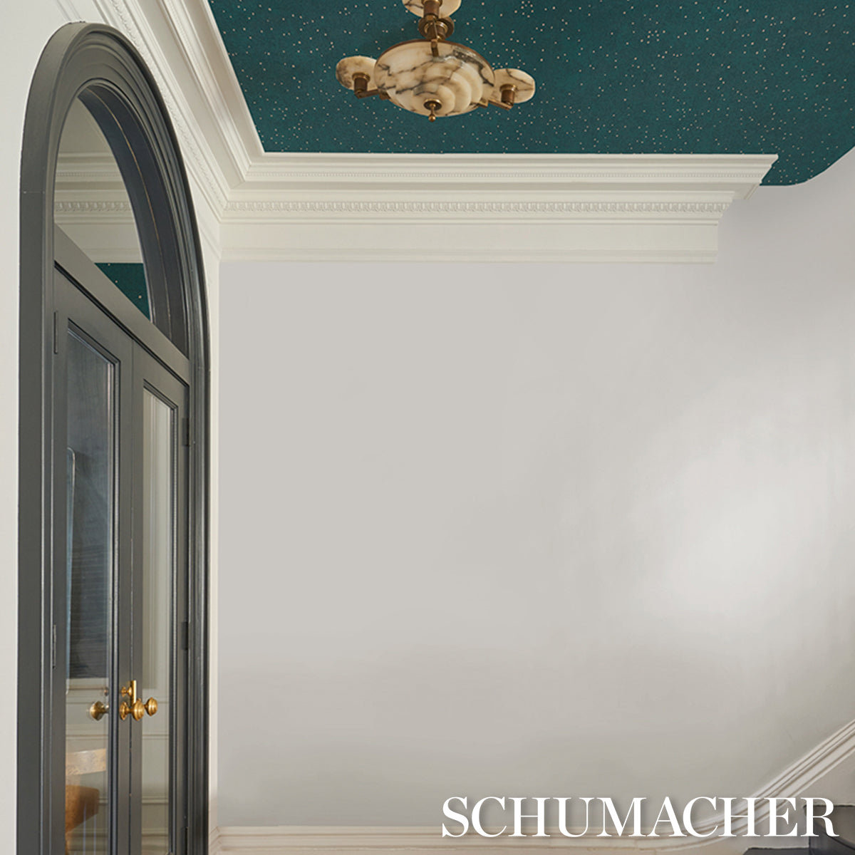 Brindille Starry Sky Wallpaper in peacock color - pattern number 5017120 - by Schumacher in the Colette Cosentino collection