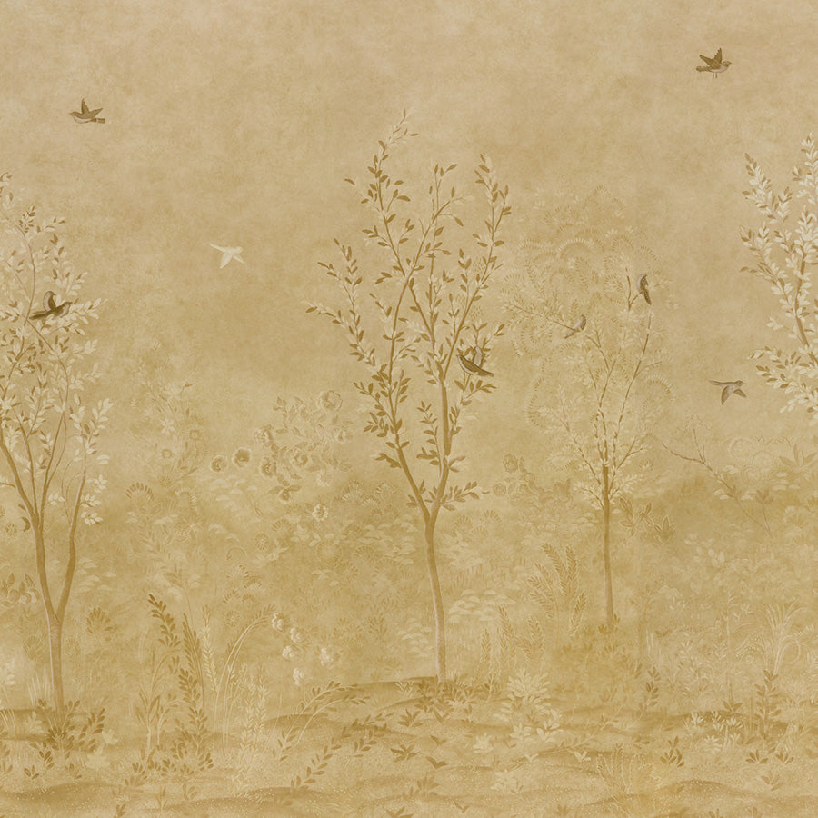 Sublime 4 Panel Set Wallpaper in gold color - pattern number 5017132 - by Schumacher in the Colette Cosentino collection