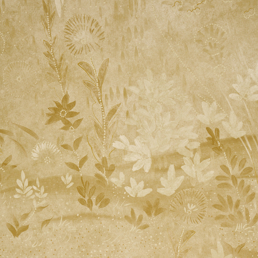 Sublime 4 Panel Set Wallpaper in gold color - pattern number 5017132 - by Schumacher in the Colette Cosentino collection