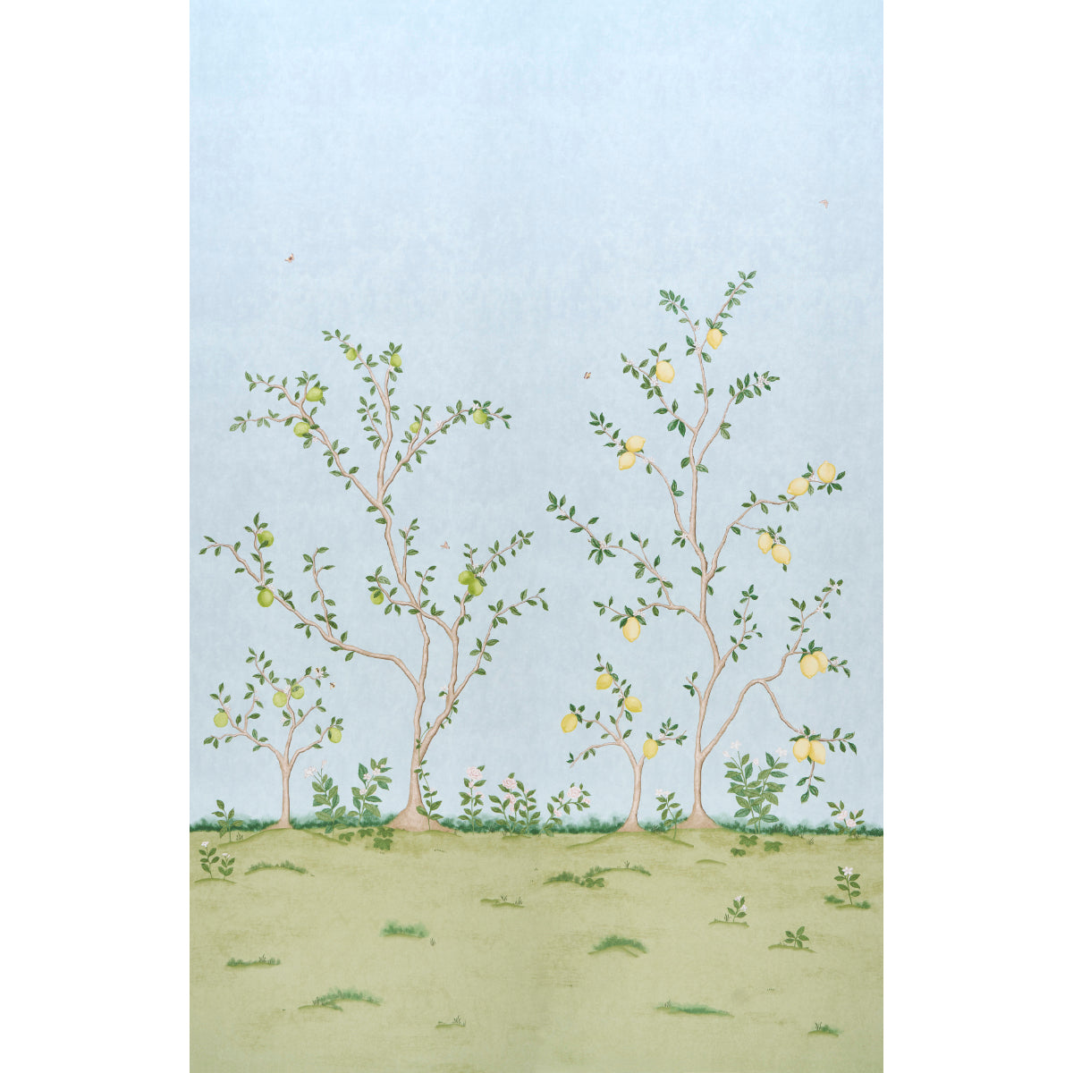 Citrus Blossom 2 Panel Set wallpaper in sky color - pattern number 5017162 - by Schumacher in the Botanical Garden collection