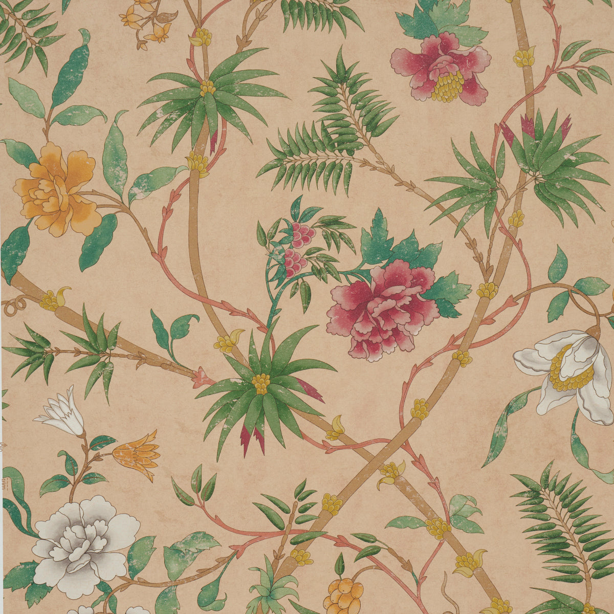 Arasi Botanical wallpaper in coral color - pattern number 5017170 - by Schumacher in the Botanical Garden collection