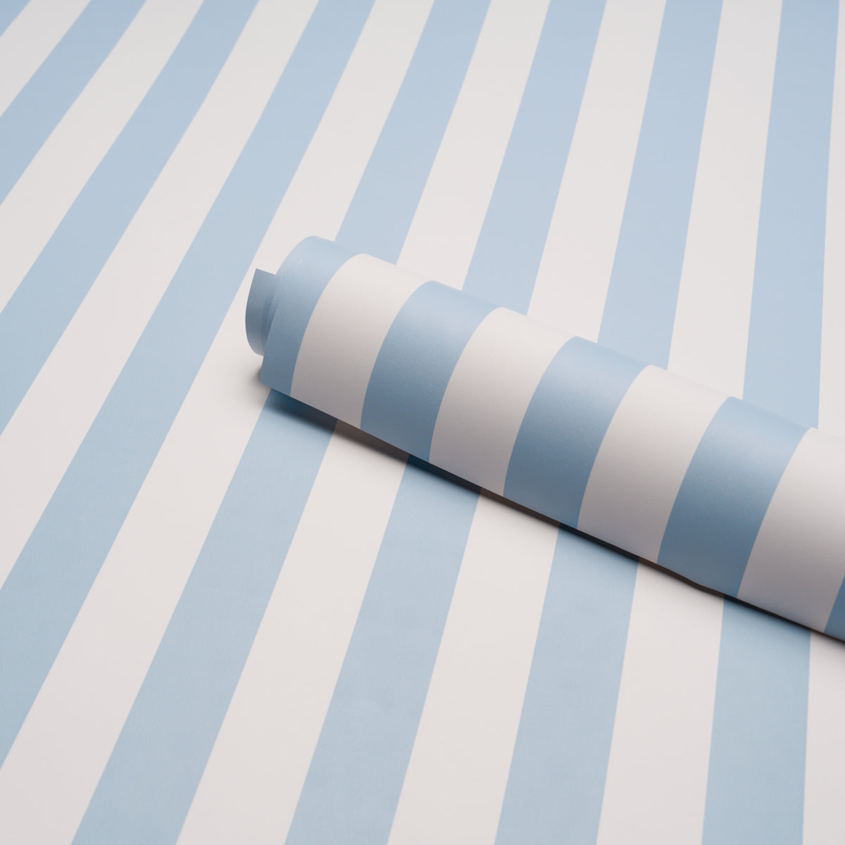 Emma Stripe Wallpaper in Ice color - pattern number 5017225 - by Schumacher in the Stars and Stripes collection