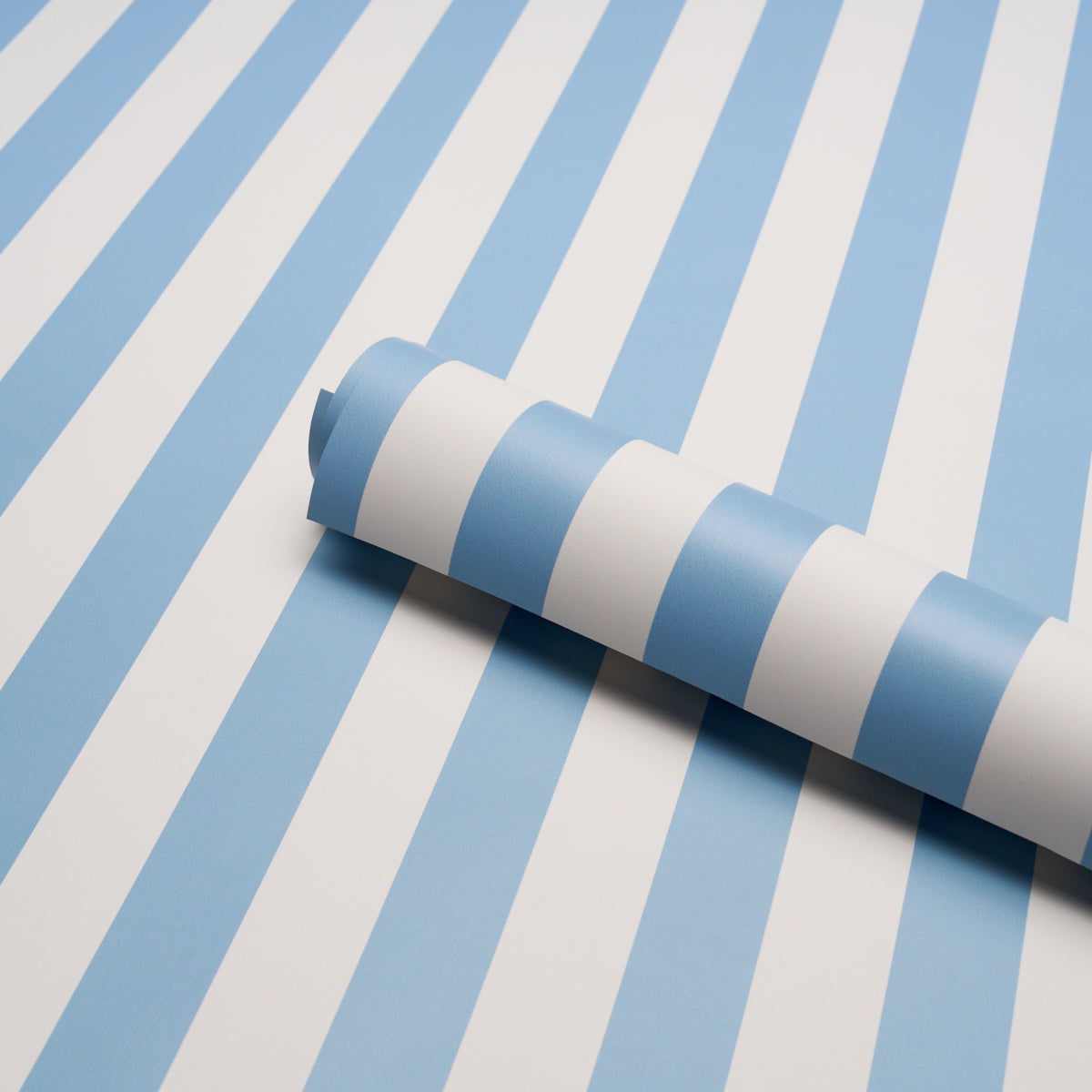 Emma Stripe Wallpaper in Delft color - pattern number 5017226 - by Schumacher in the Stars and Stripes collection