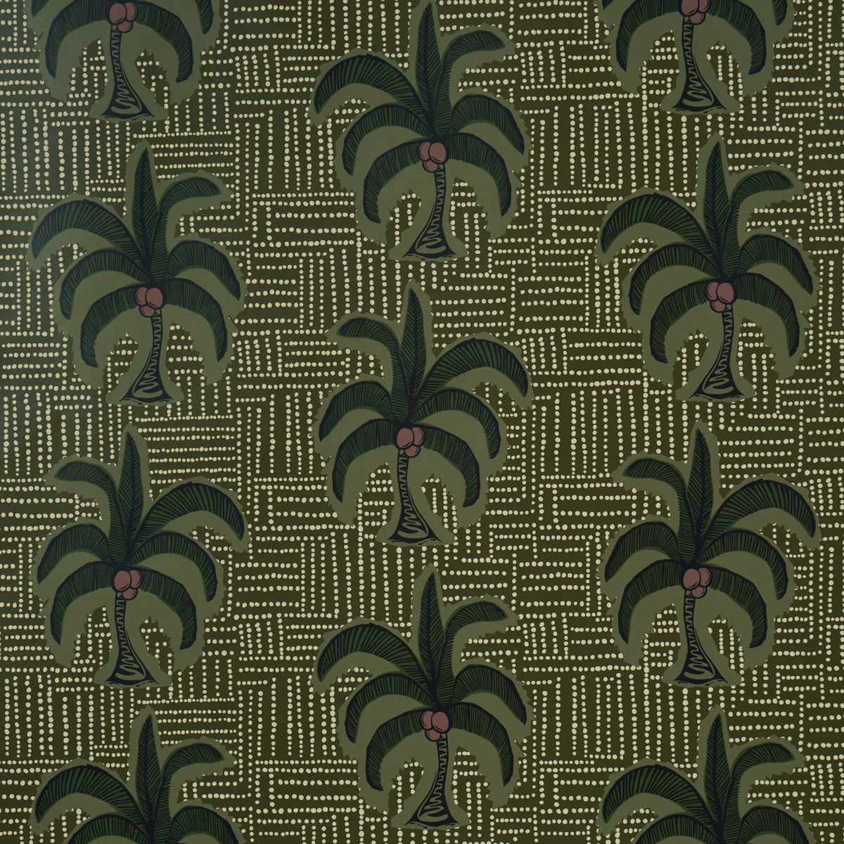 Agua De Coco wallpaper in palm tree green color - pattern number 5017240 - by Schumacher in the Johanna Ortiz collection