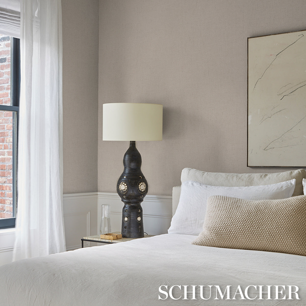Paperweave Vinyl Wallpaper in alabaster color - pattern number 5017250 - by Schumacher in the Schumacher Utility collection