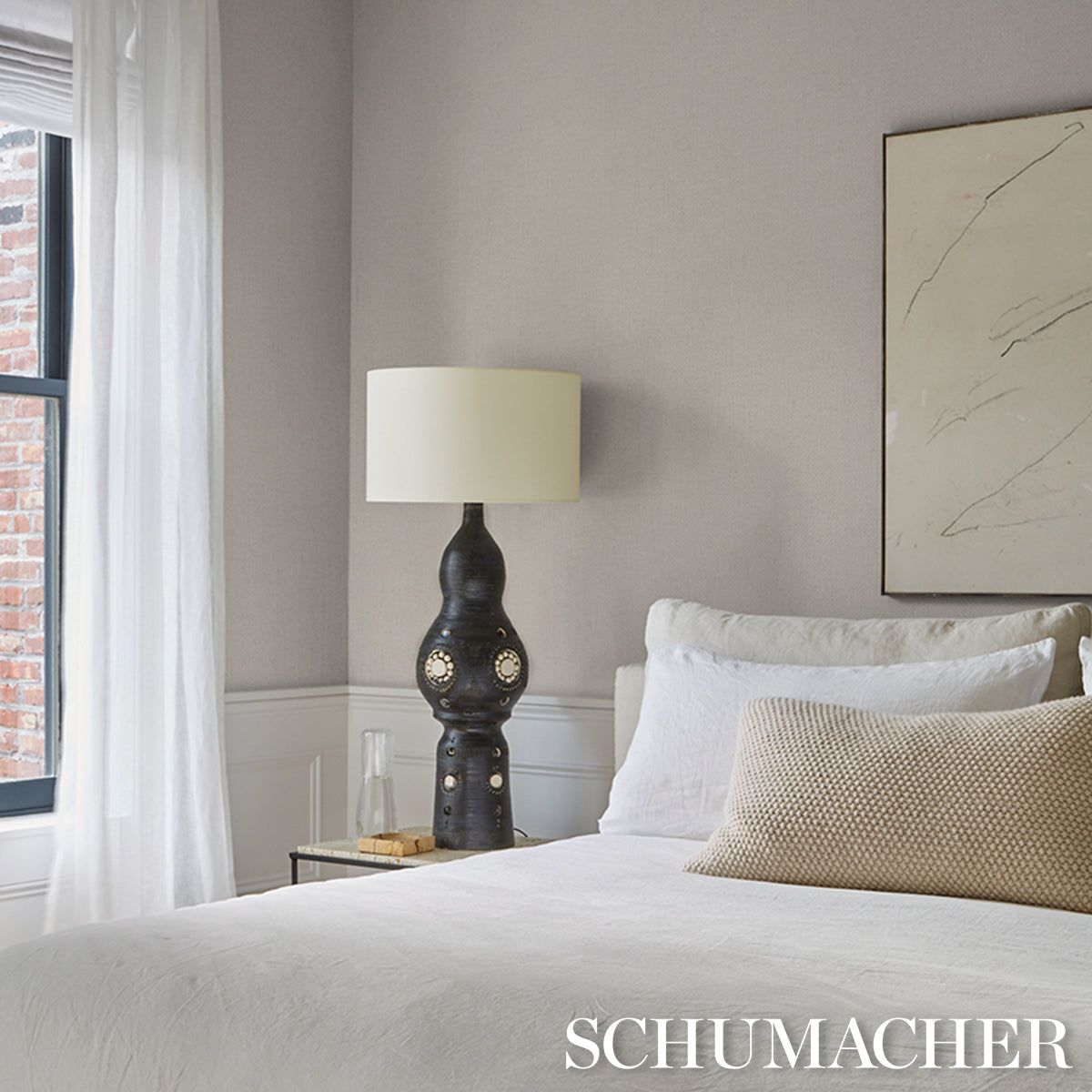 Paperweave Vinyl Wallpaper in pearl color - pattern number 5017251 - by Schumacher in the Schumacher Utility collection