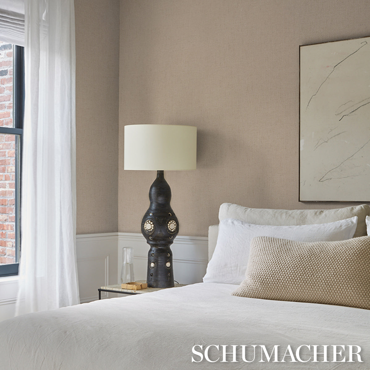 Paperweave Vinyl Wallpaper in wheat color - pattern number 5017252 - by Schumacher in the Schumacher Utility collection