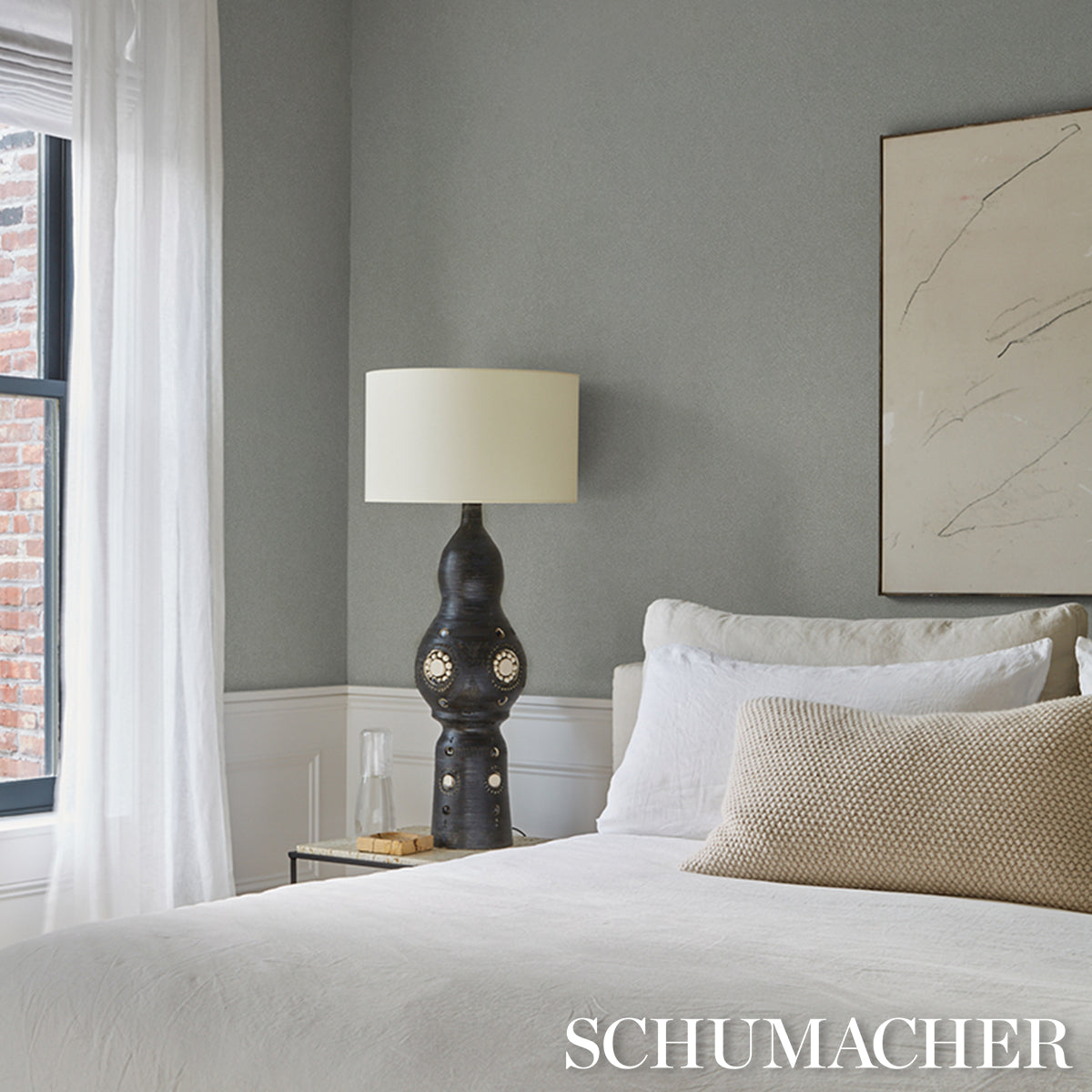 Dunbar Shagreen Vinyl Wallpaper in haze color - pattern number 5017261 - by Schumacher in the Schumacher Utility collection