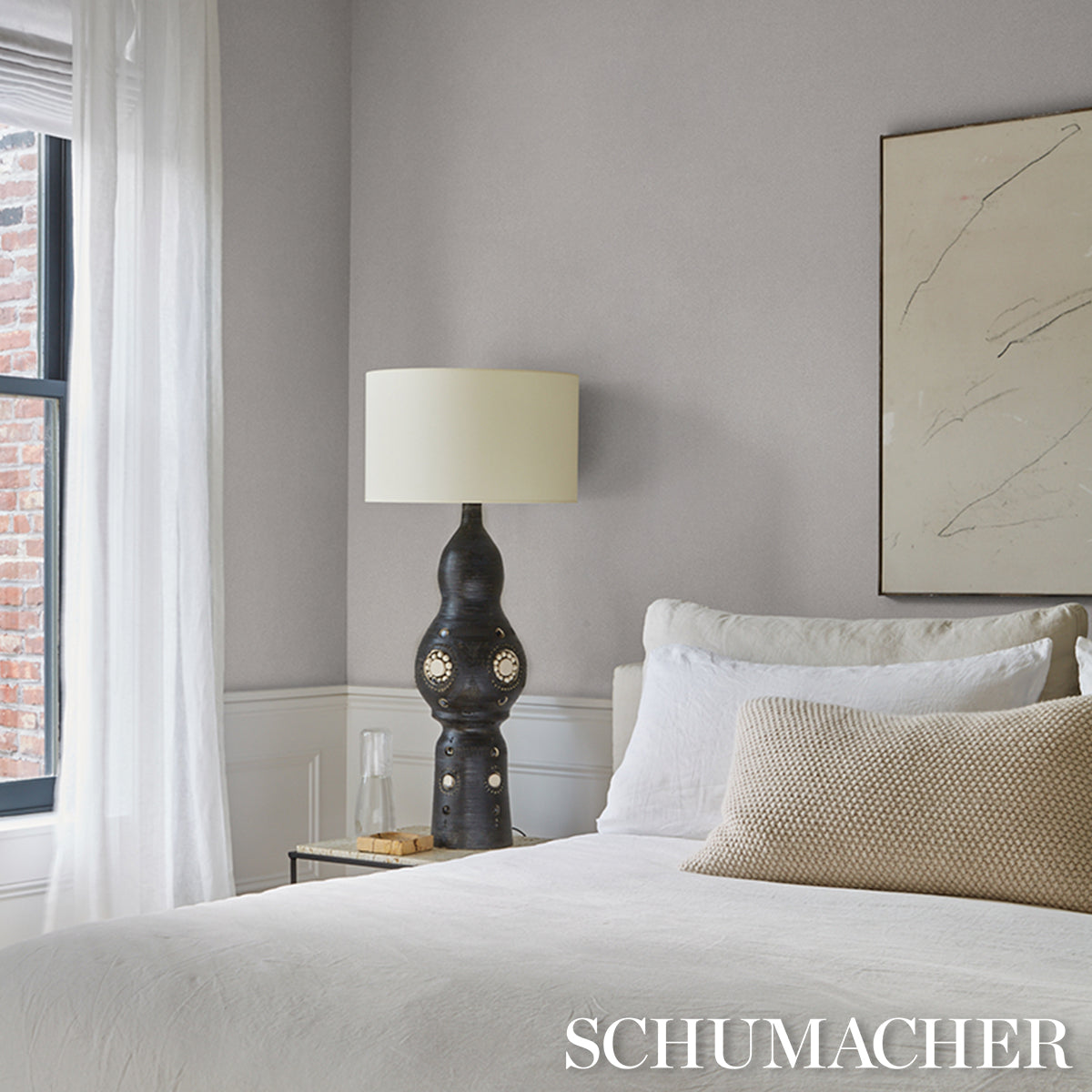 Dunbar Shagreen Vinyl Wallpaper in pearl color - pattern number 5017265 - by Schumacher in the Schumacher Utility collection