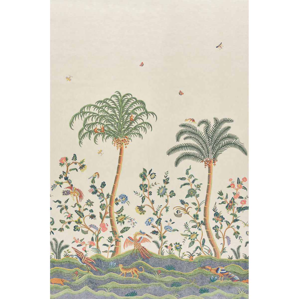 Spotswood Crewel 2 Panel Set Wallpaper in multi color - pattern number 5017320 - by Schumacher in the Williamsburg collection