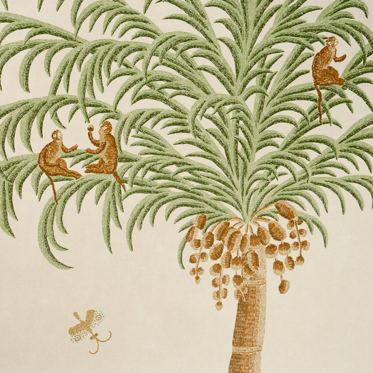 Spotswood Crewel 2 Panel Set Wallpaper in sage color - pattern number 5017321 - by Schumacher in the Williamsburg collection