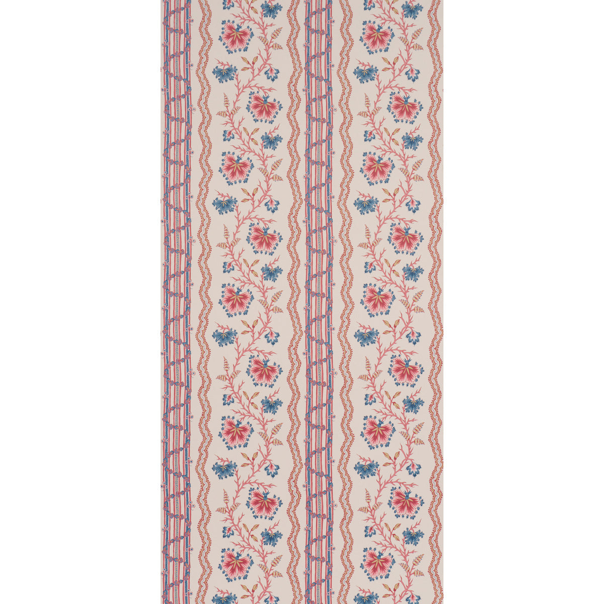Parvati Floral Stripe Wallpaper in vermilion color - pattern number 5017331 - by Schumacher in the Williamsburg collection