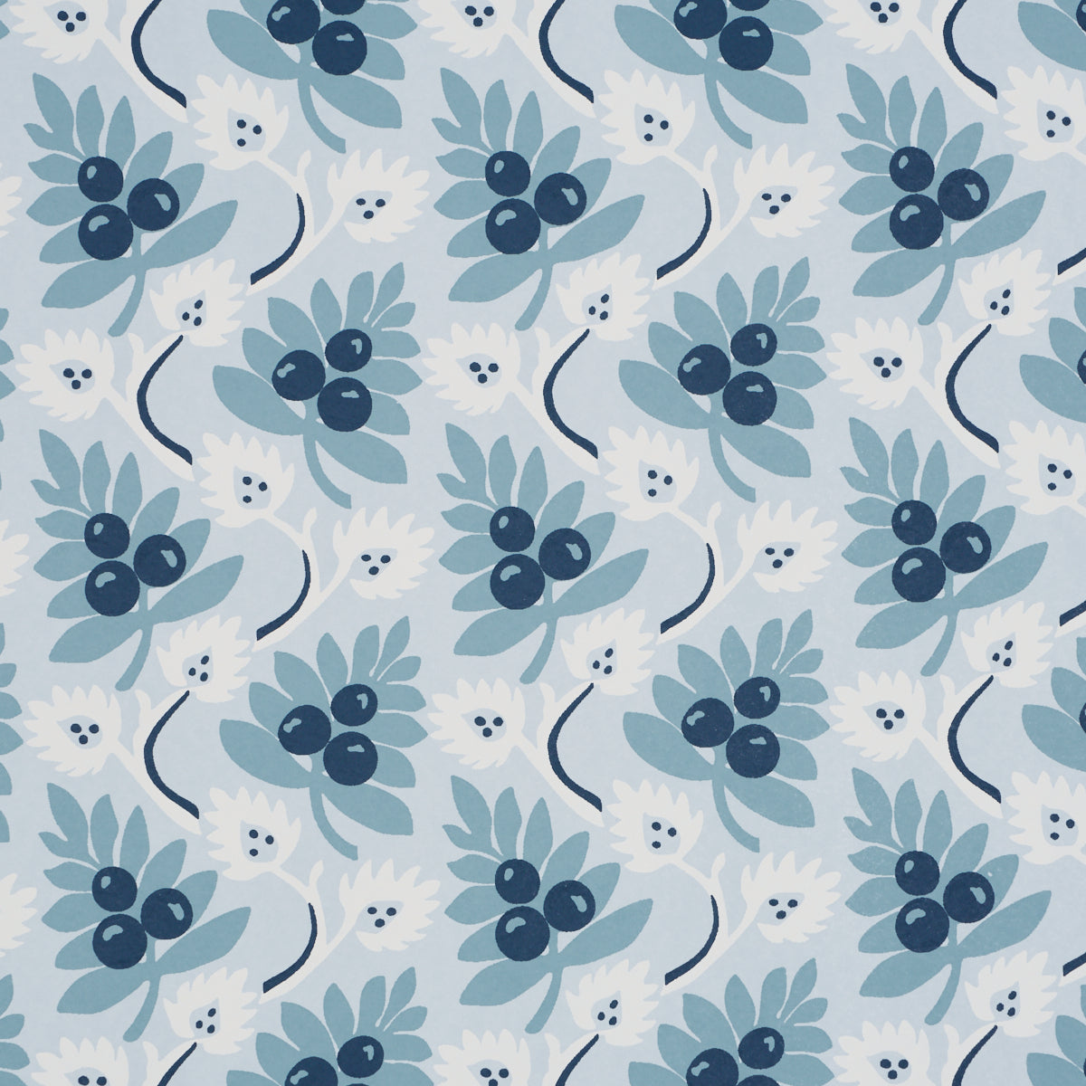 Custis Orchard Wallpaper in sky color - pattern number 5017342 - by Schumacher in the Williamsburg collection