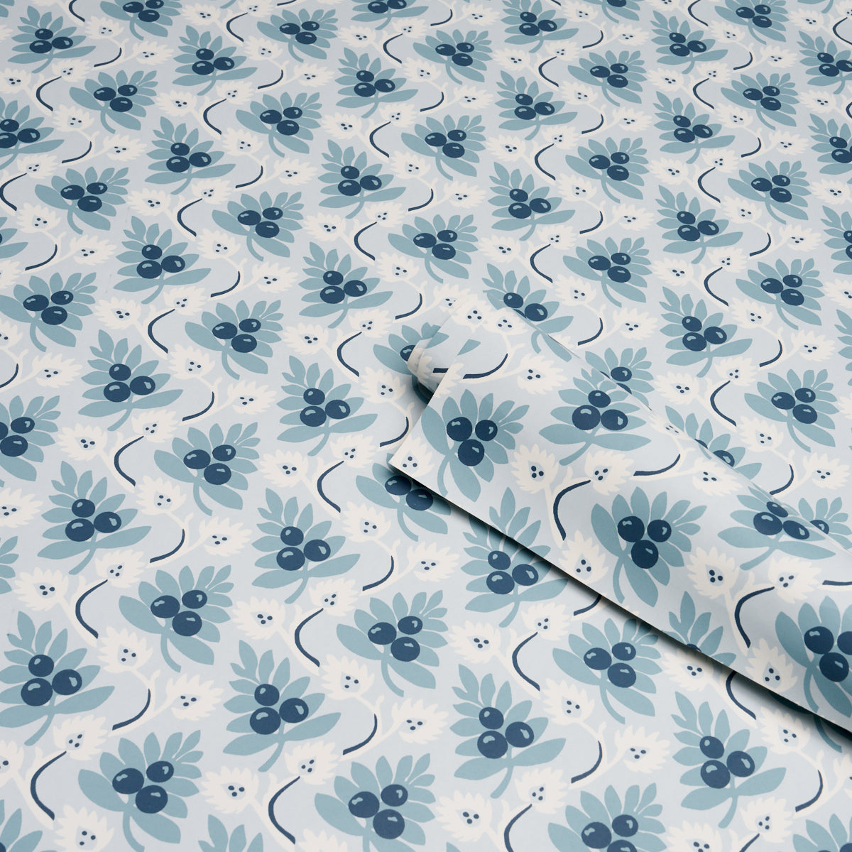 Custis Orchard Wallpaper in sky color - pattern number 5017342 - by Schumacher in the Williamsburg collection