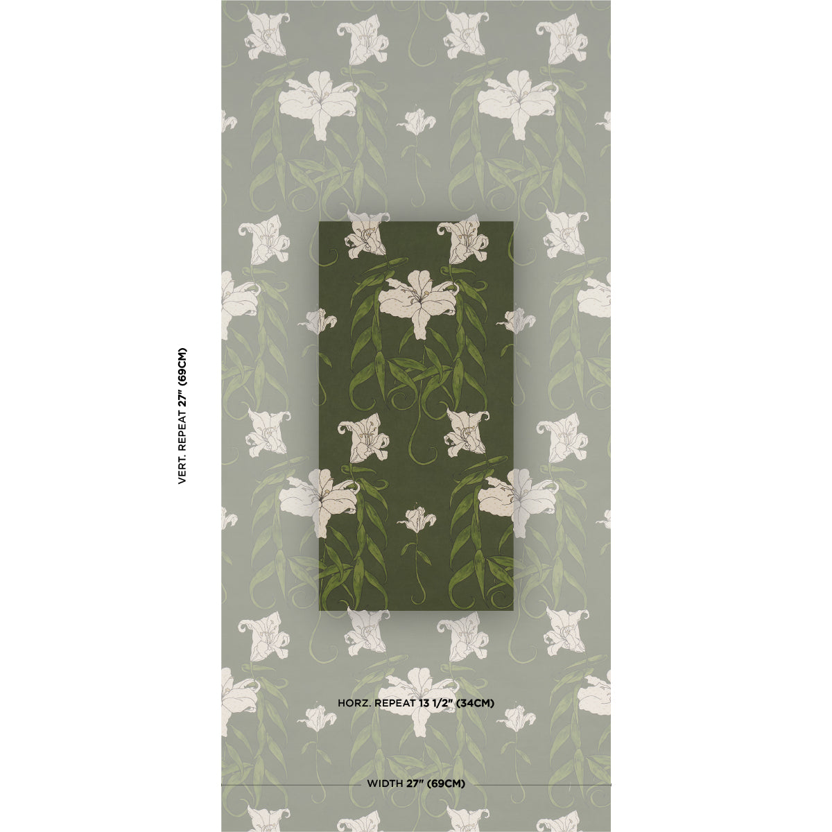 Lady Lilith Wallpaper in olive color - pattern number 5017380 - by Schumacher in the Backdrop I collection