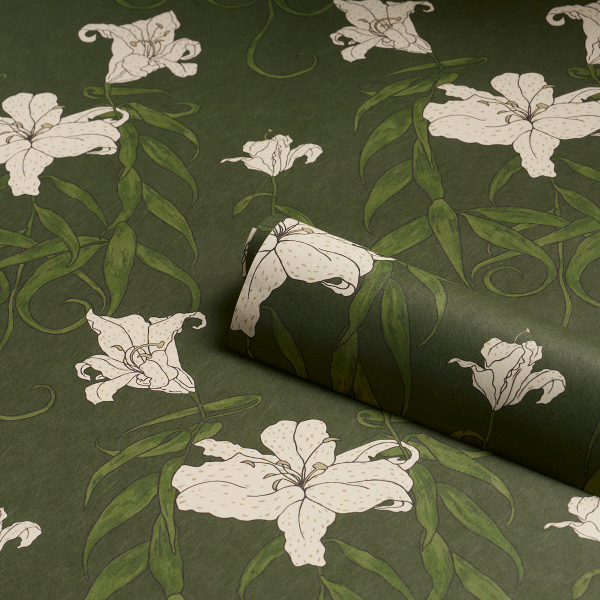 Lady Lilith Wallpaper in olive color - pattern number 5017380 - by Schumacher in the Backdrop I collection